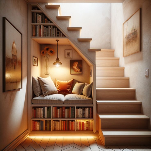 sudut baca bawah tangga (foto: pinterest)